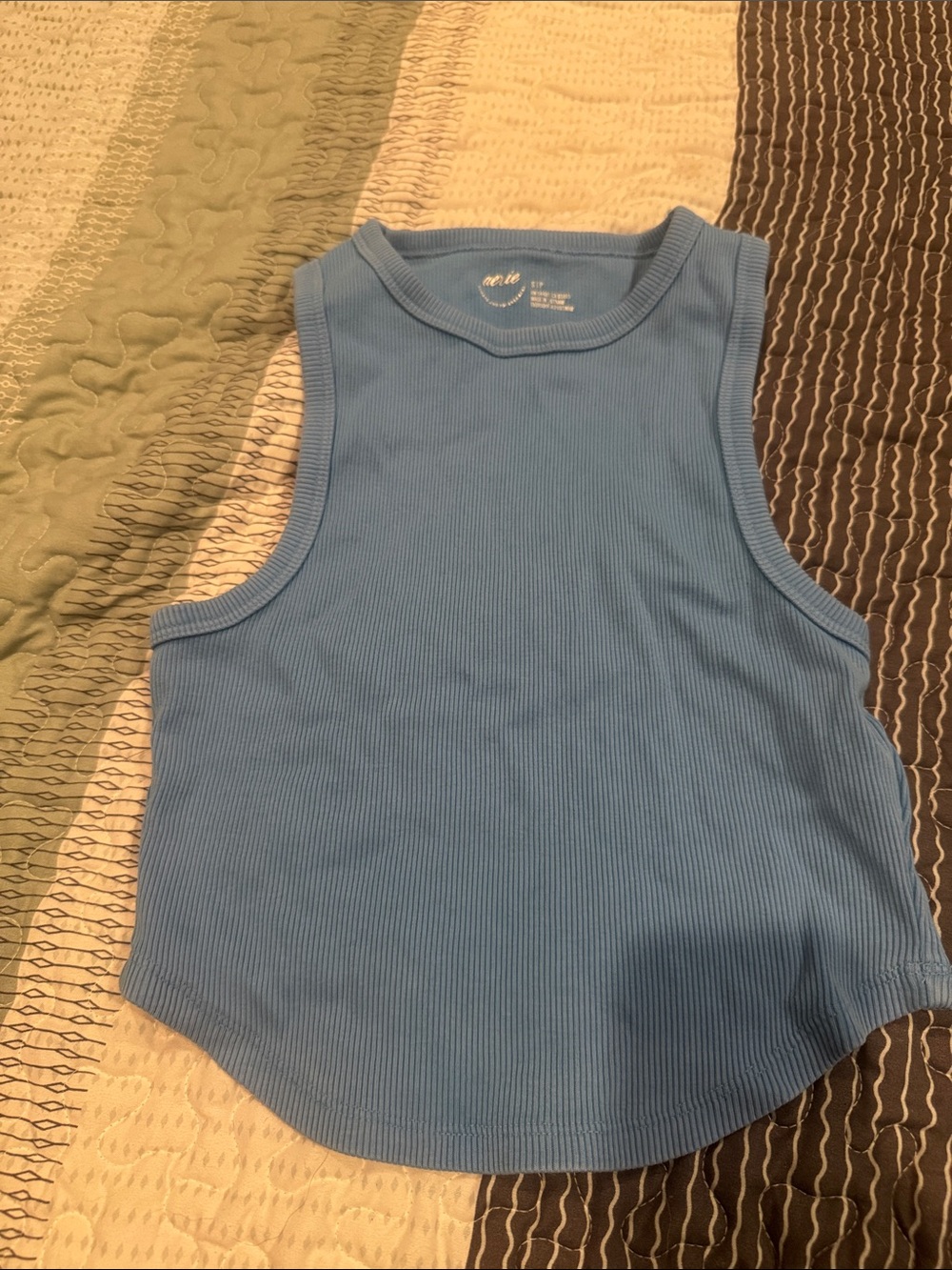 aerie Sky Blue Ribbed Tank Top